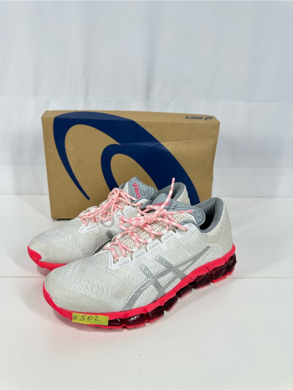 #502 Asics Gel Quantum 360 Full Gel White Pink Running Shoes Womens Size 7.5